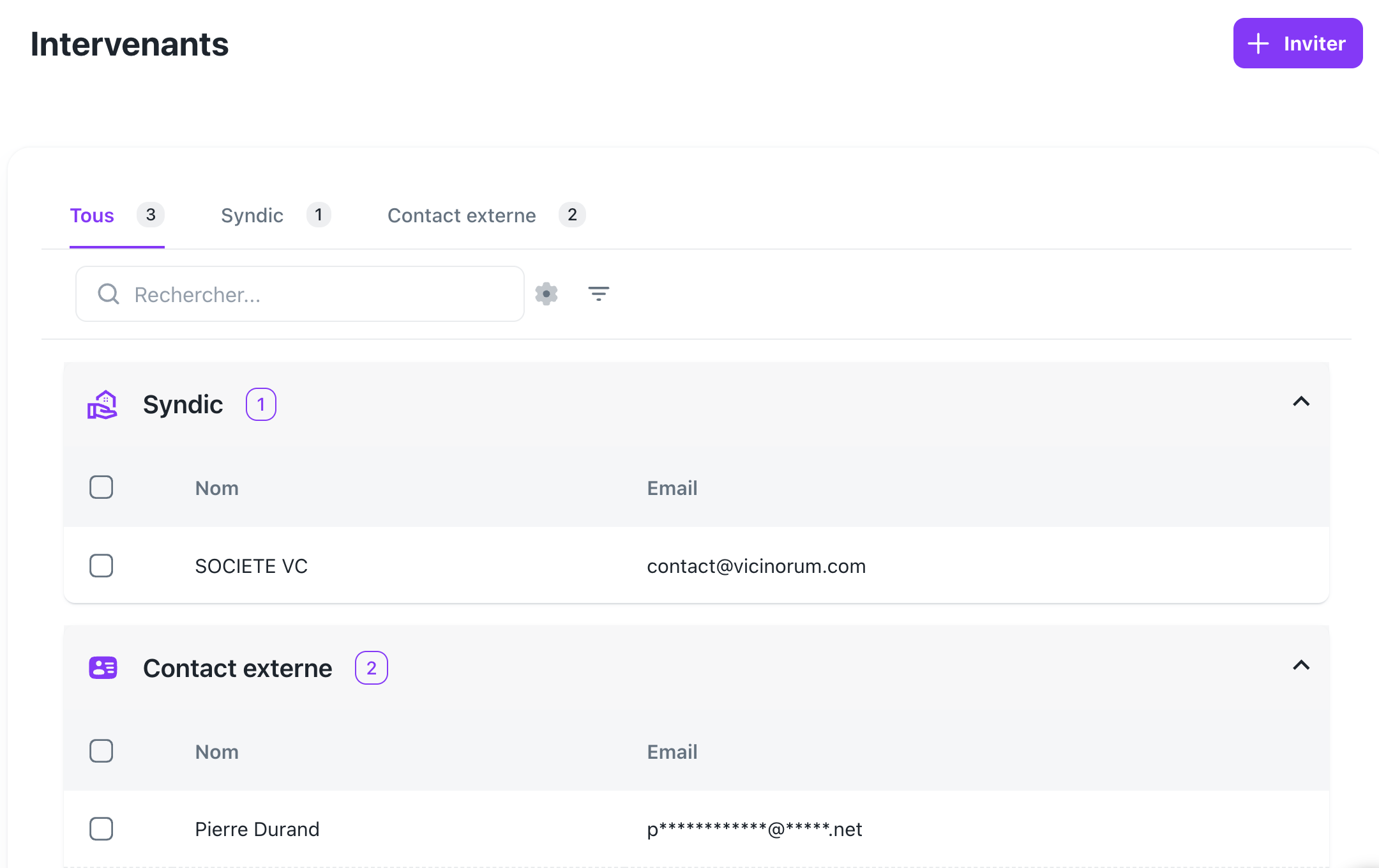 Interface de gestion des demandes